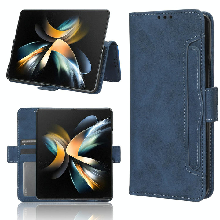 Samsung Galaxy Z Fold 4 5G Leather Phone Case With Card Slots And Calf Texture