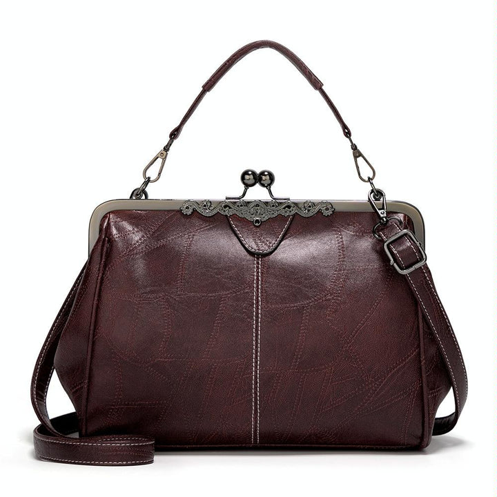 Adjustable Leather Crossbody Bag With Vintage Buckle - Coffee