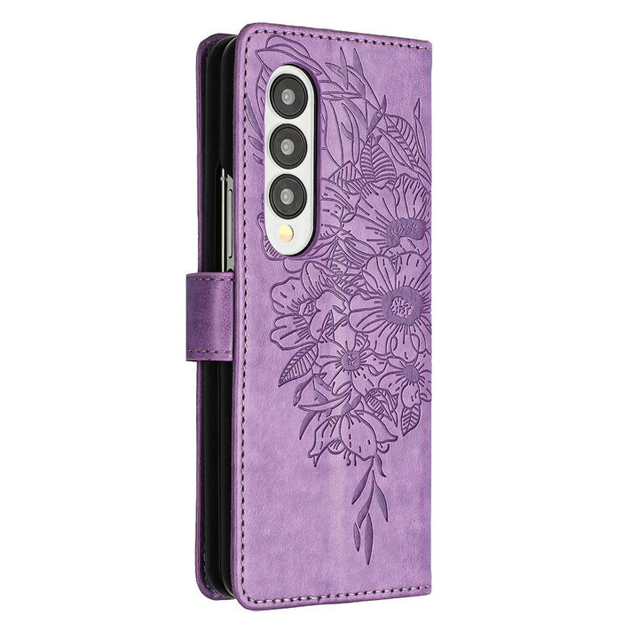 Butterfly Embossed Leather Phone Case - Rose Gold