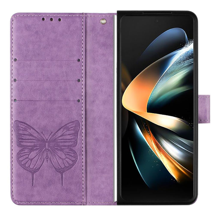 Butterfly Embossed Leather Phone Case - Rose Gold