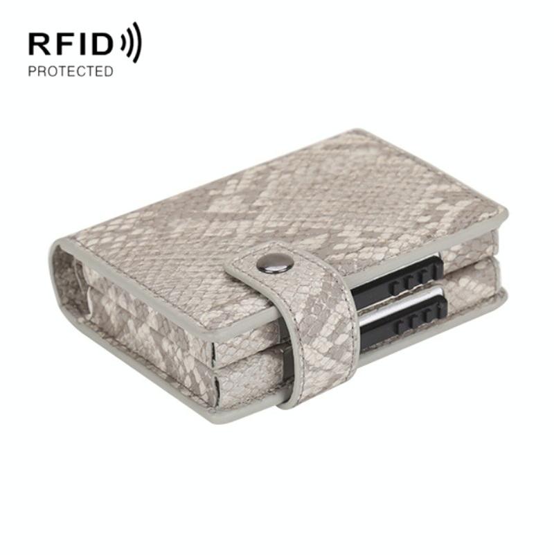 Secure Dual Card Wallet With Rfid Blocking - Crocodile Pattern Coffee