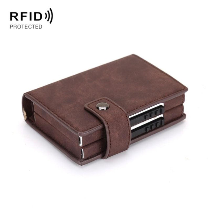 Secure Dual Card Wallet With Rfid Blocking - Crocodile Pattern Coffee