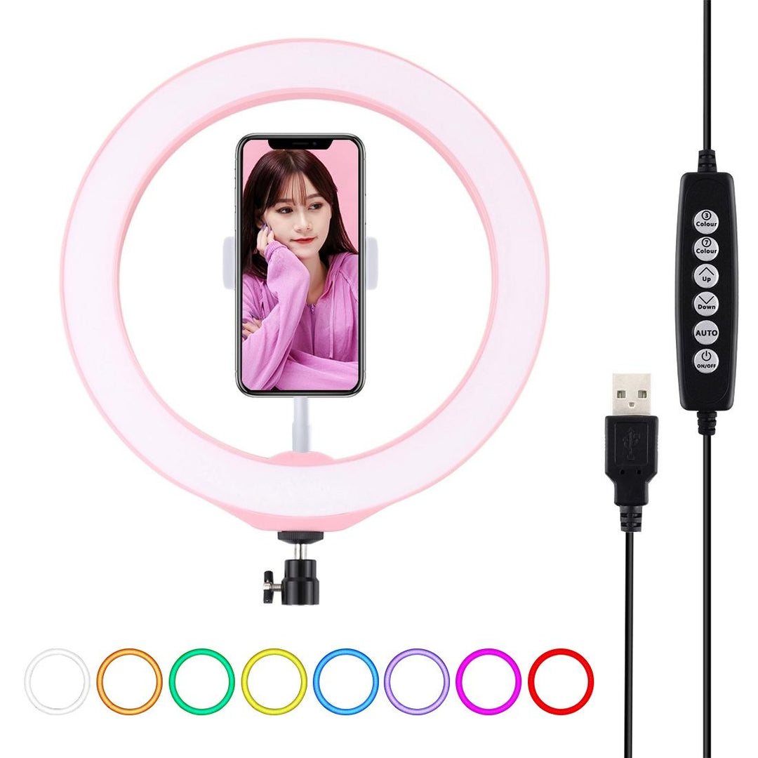 10.2 Usb Led Ring Light With 10 Modes Cold Shoe Tripod & Phone Clamp