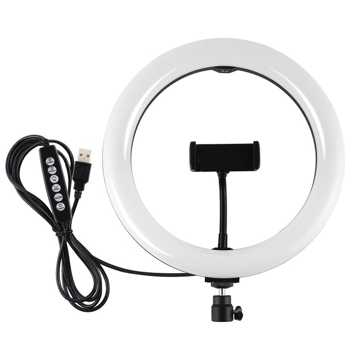 10.2 Usb Led Ring Light With 10 Modes Cold Shoe Tripod & Phone Clamp