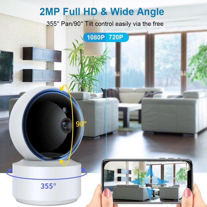 360 Degree Wifi Smart Security Camera With 3.0Mp Resolution Tf Card Support Two-Way Audio Motion Detection And Night Vision