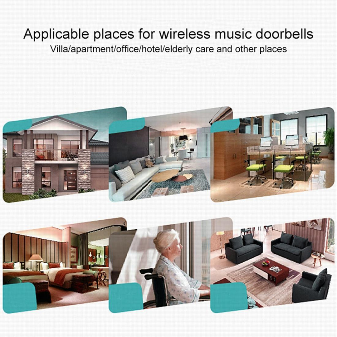 Home Music Remote Control Wireless Doorbell With 38 Polyphony Sounds White