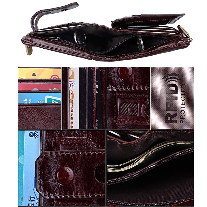 Men Rfid Blocking Cowhide Leather Wallet - Crazy Horse Texture