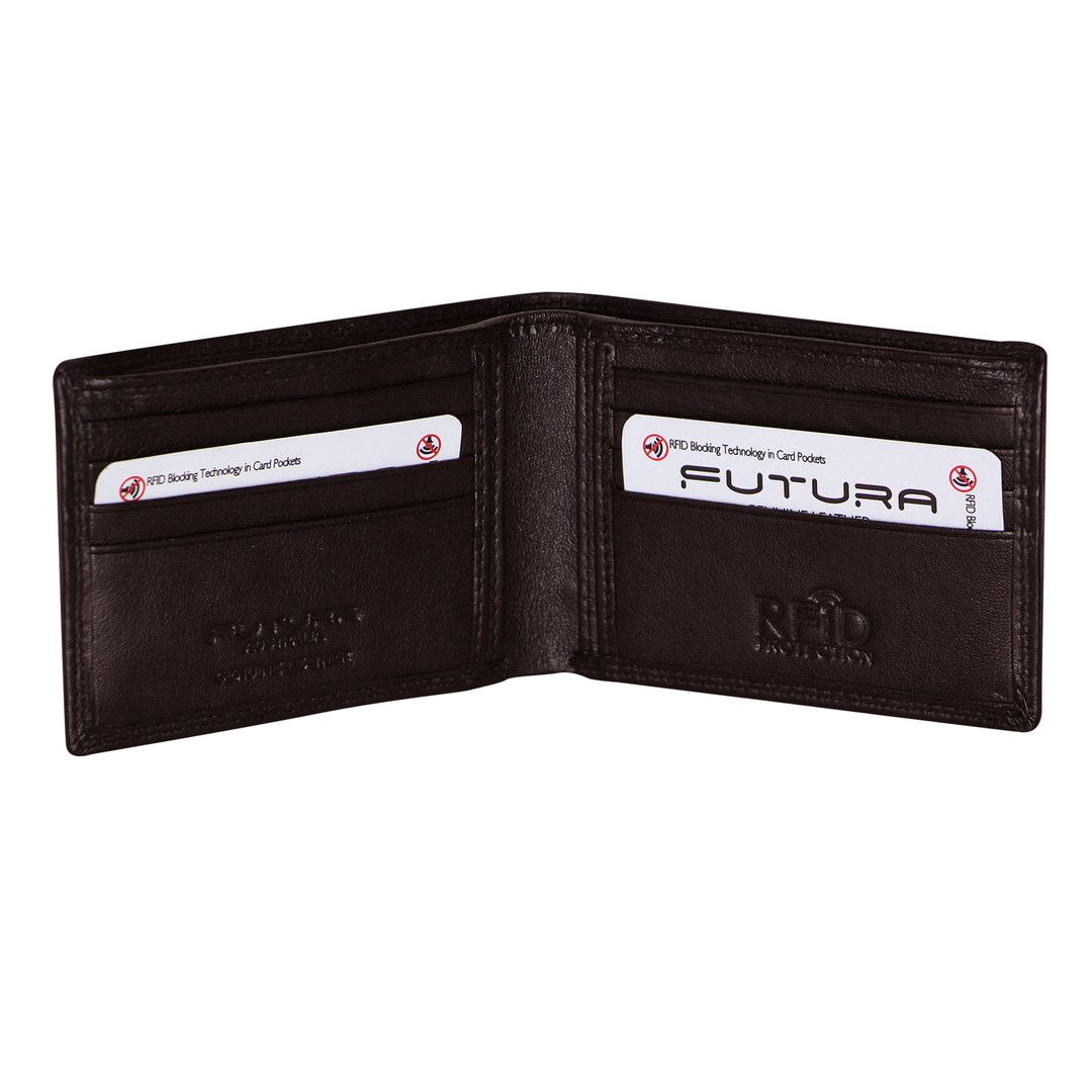 Futura Mens RFID Slim Leather Wallet - Brown