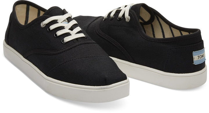 TOMS Heritage Mens Canvas Casual Shoes Sneakers Lace Up Low Cut - Black - US 11