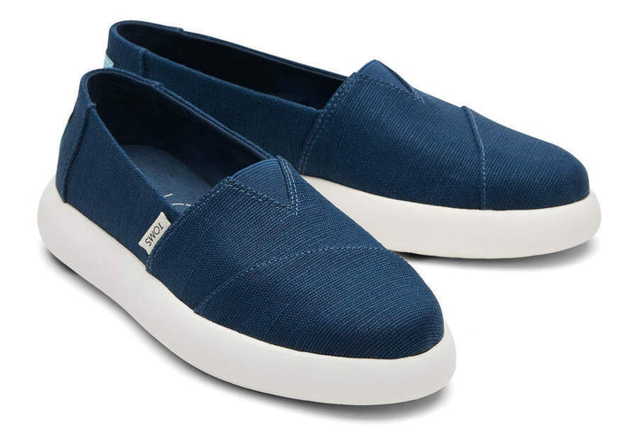 TOMS Womens Platform Alpargata Canvas Shoes Slip On Casual Shoes Flats - Blue - US 8