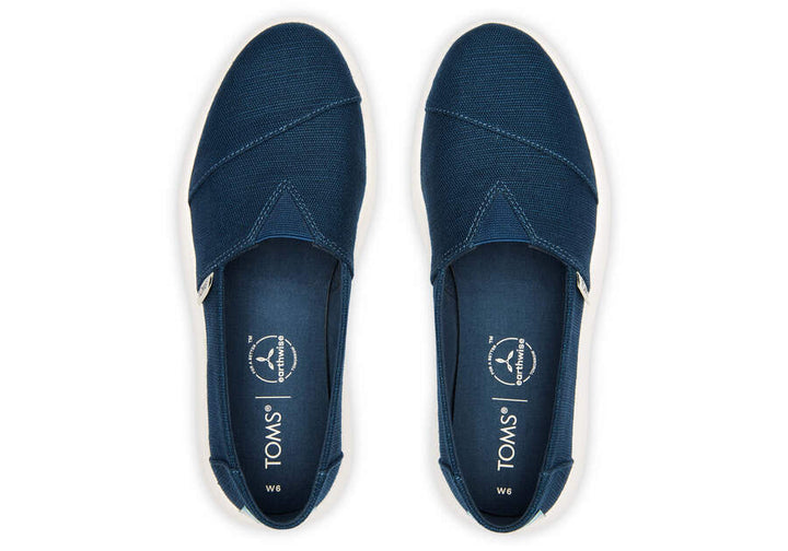 TOMS Womens Platform Alpargata Canvas Shoes Slip On Casual Shoes Flats - Blue - US 9