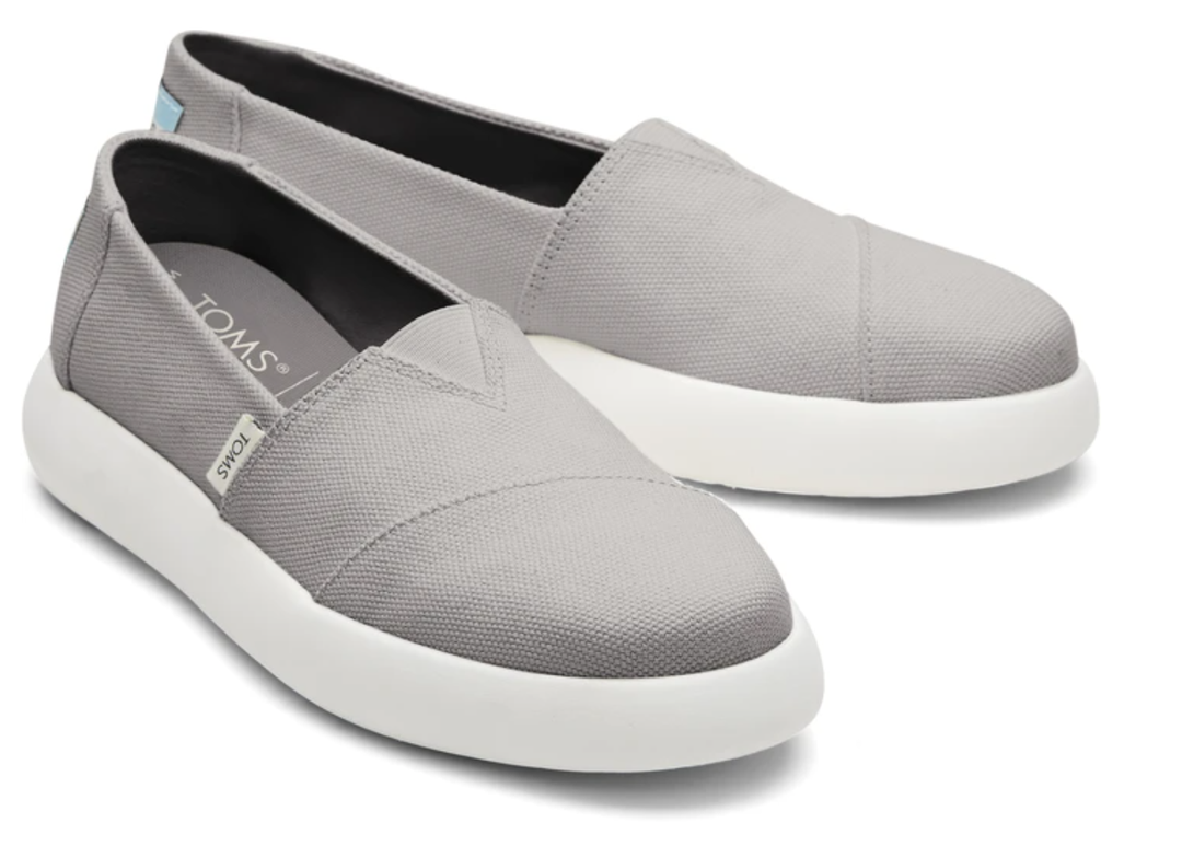 TOMS Womens Canvas Slip On Shoes Sneakers Flats Alpargata Espadrilles - Grey - US 9