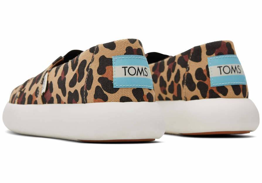 TOMS Womens Canvas Slip On Shoes Sneakers Flats Platform Espadrilles - Leopard Print - US 7