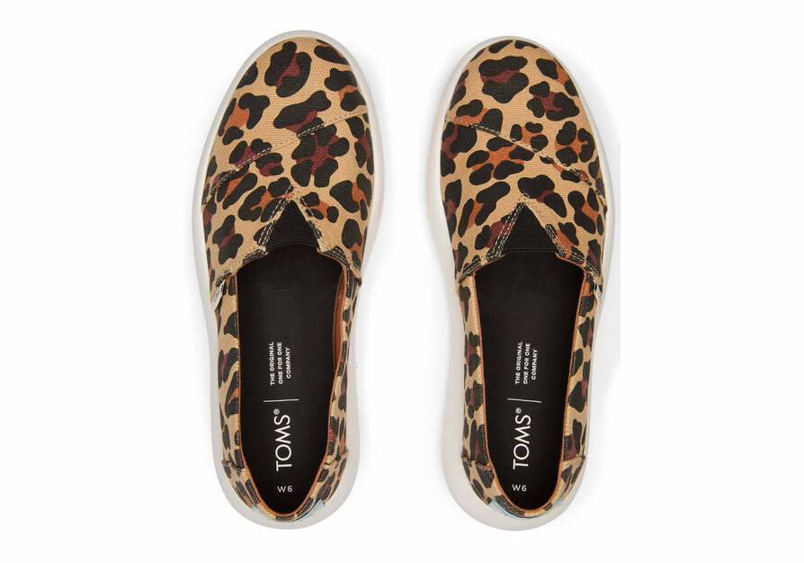 TOMS Womens Canvas Slip On Shoes Sneakers Flats Platform Espadrilles - Leopard Print - US 8