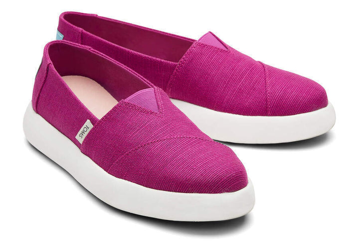 TOMS Womens Canvas Slip On Shoes Sneakers Flats Platform Espadrilles - Fuchsia Pink - US 7