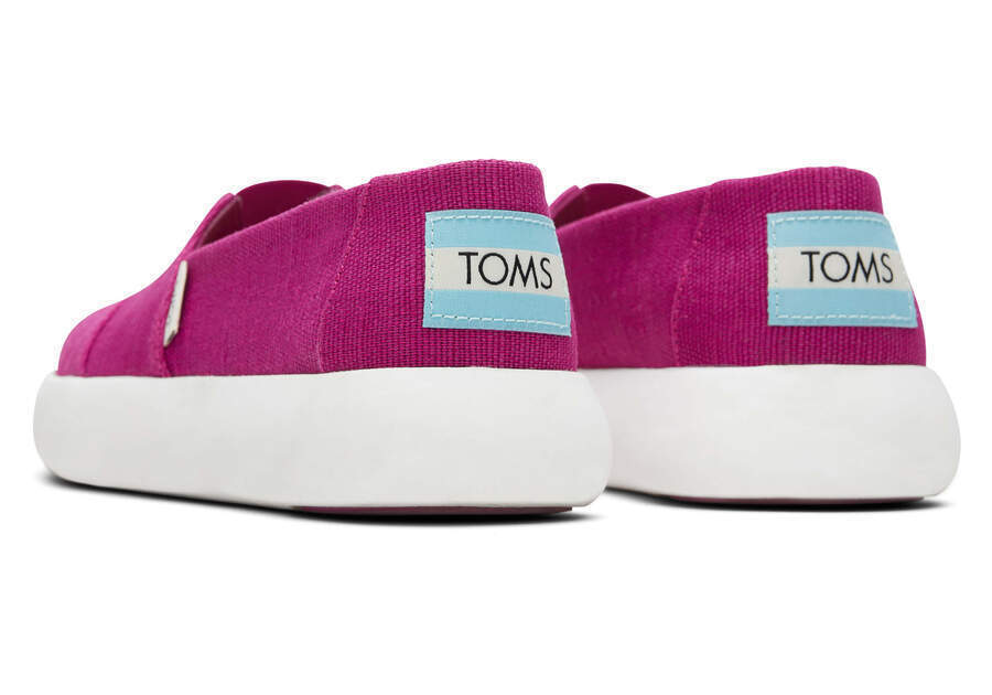 TOMS Womens Canvas Slip On Shoes Sneakers Flats Platform Espadrilles - Fuchsia Pink - US 8