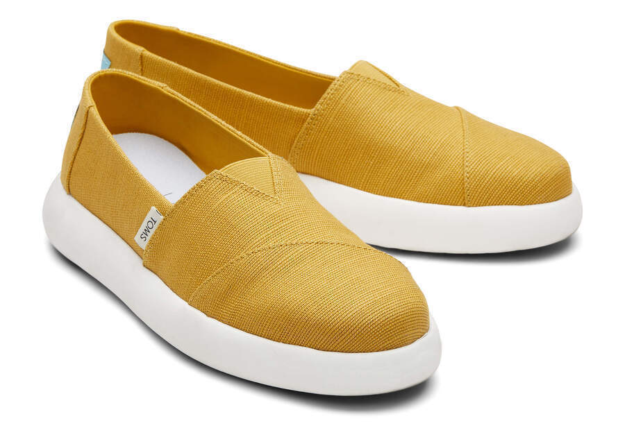 TOMS Womens Canvas Slip On Shoes Sneakers Flats Alpargata Espadrilles - Mustard - US 7