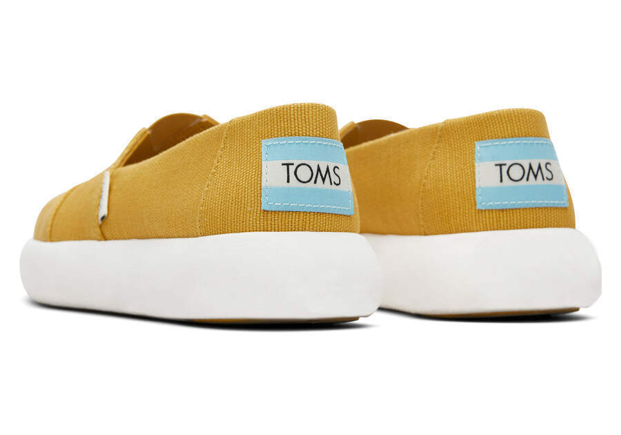 TOMS Womens Canvas Slip On Shoes Sneakers Flats Alpargata Espadrilles - Mustard - US 8