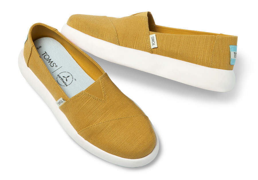 TOMS Womens Canvas Slip On Shoes Sneakers Flats Alpargata Espadrilles - Mustard - US 8