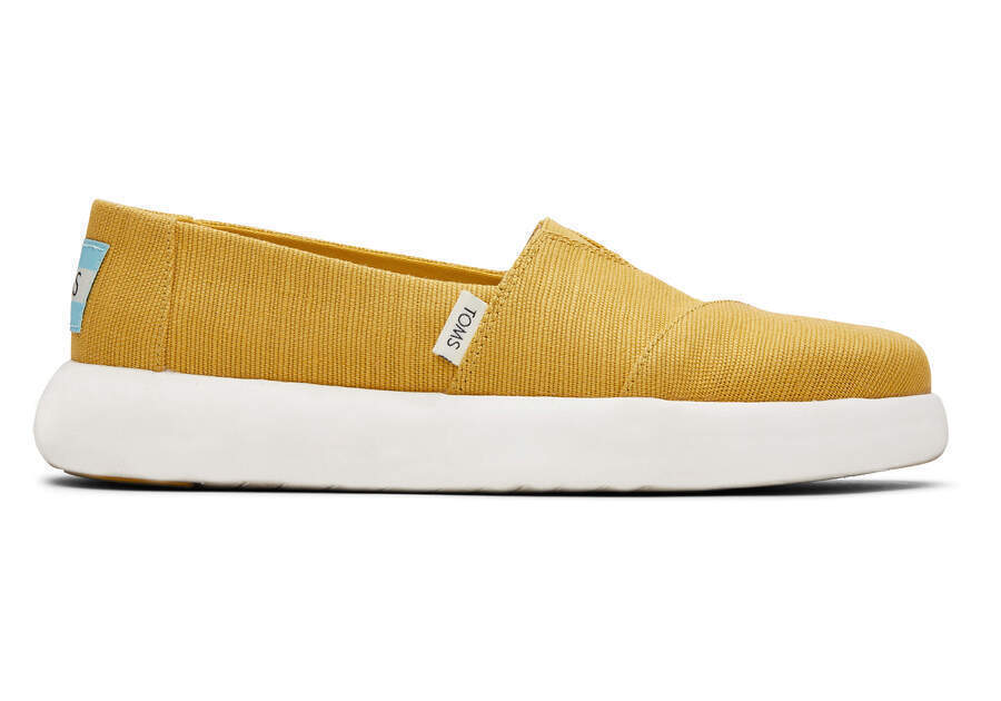 TOMS Womens Canvas Slip On Shoes Sneakers Flats Alpargata Espadrilles - Mustard - US 9