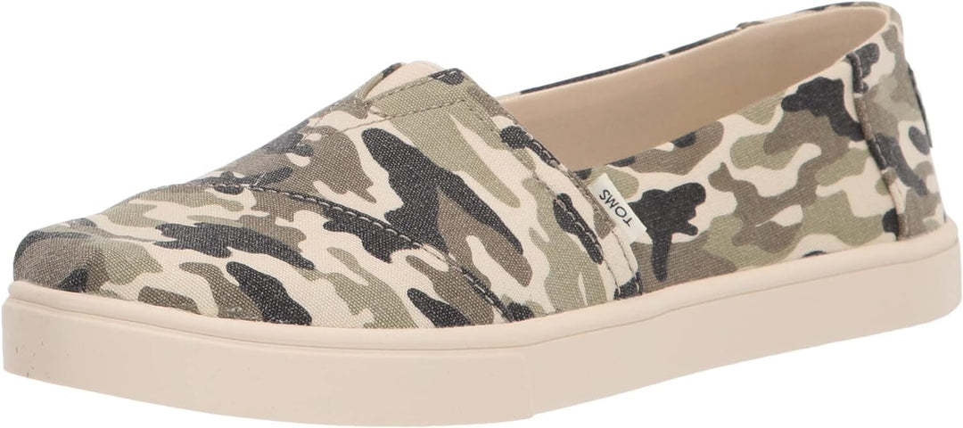 TOMS Womens Casual Canvas Slip On Sneakers Shoes Espadrilles - Army Camo Camouflage - US 7