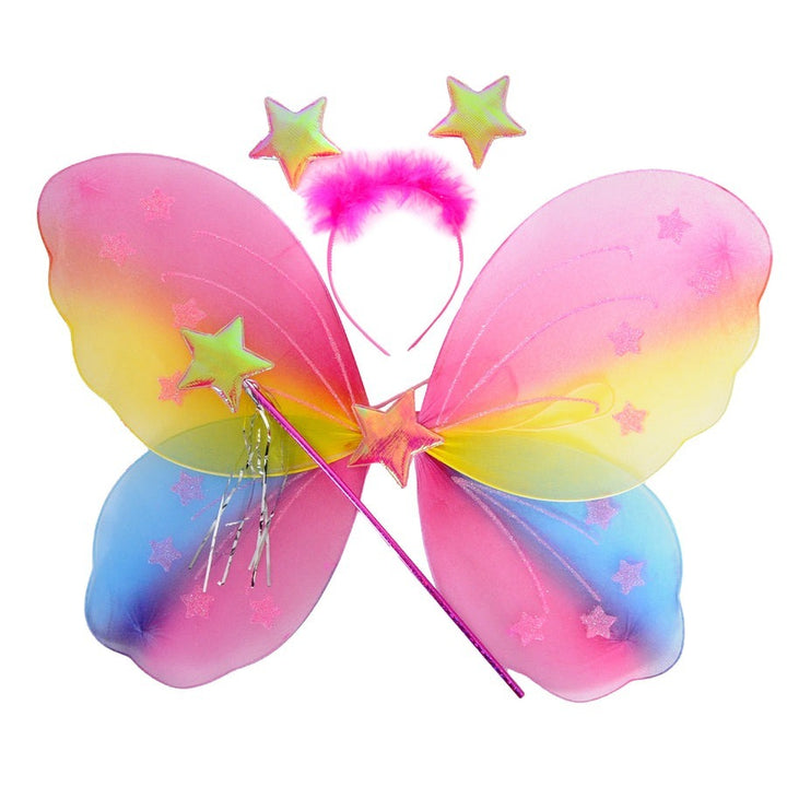 Girls Kids Angel Fairy Butterfly Wing Princess Party Costume Prop - Rainbow