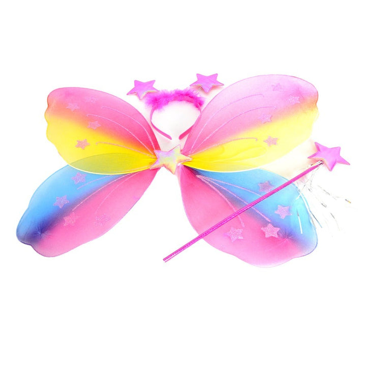 Girls Kids Angel Fairy Butterfly Wing Princess Party Costume Prop - Rainbow