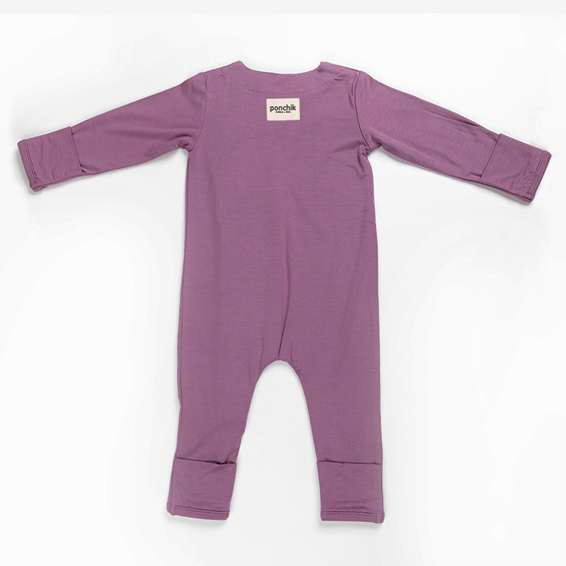 Ponchik Babies + Kids - Magnetic Bamboo Body Suit Onesie - Plum - 0-3m