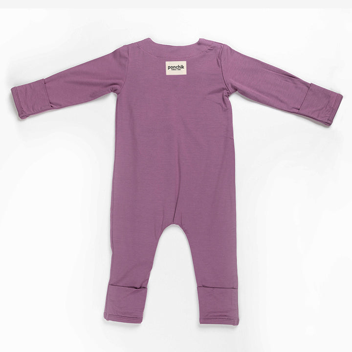 Ponchik Babies + Kids - Magnetic Bamboo Body Suit Onesie - Plum - 6-12m