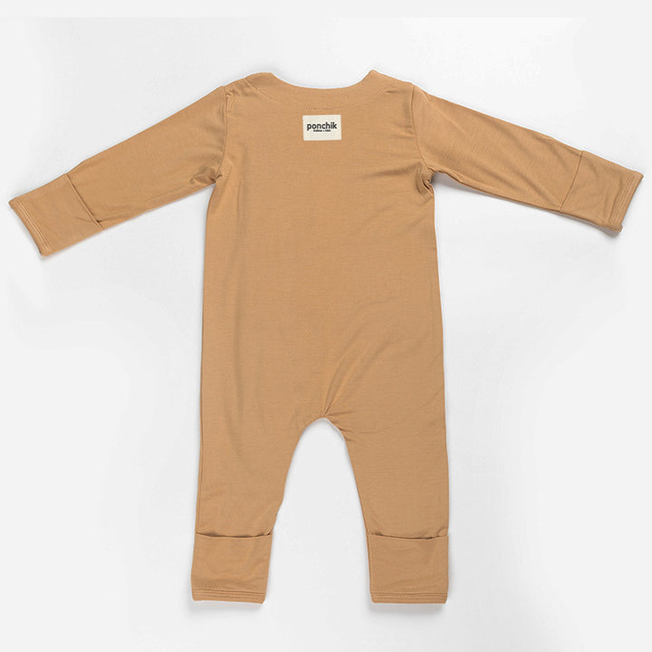 Ponchik Babies + Kids Magnetic Bamboo Body Suit - Toffee - 0-3m