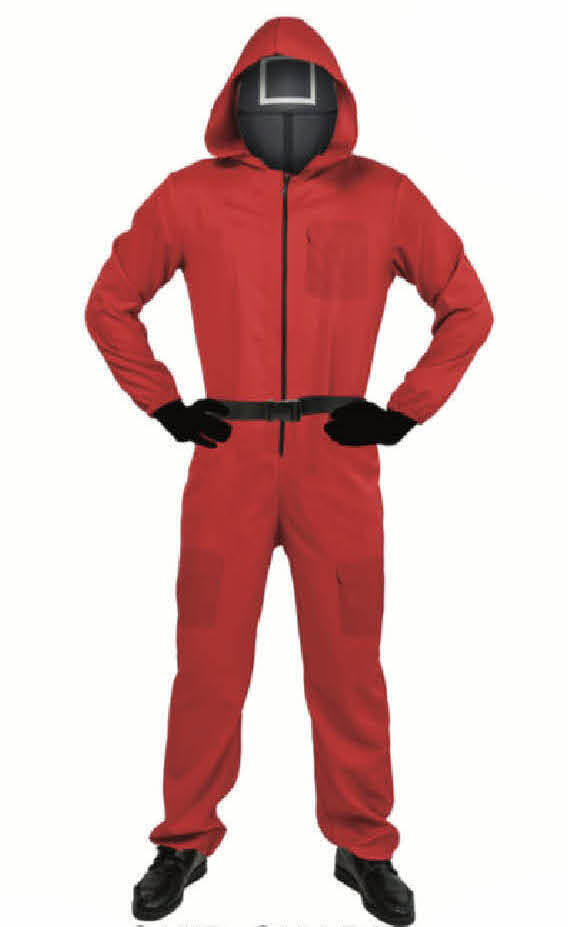 Adult Squid Game Costume Guard Tracksuit Halloween Party Red - Square - S/M(165 - 175cm)