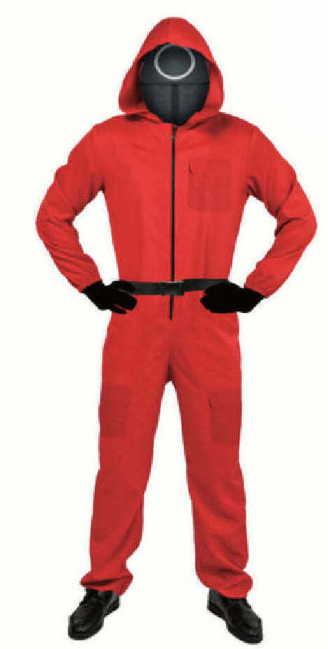 Adult Squid Game Costume Guard Tracksuit Halloween Cosplay Red - Circle - S/M(165 - 175cm)