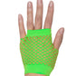 12 Pair Fishnet Gloves Fingerless Wrist Length 70s 80s Costume Party Fluro Green