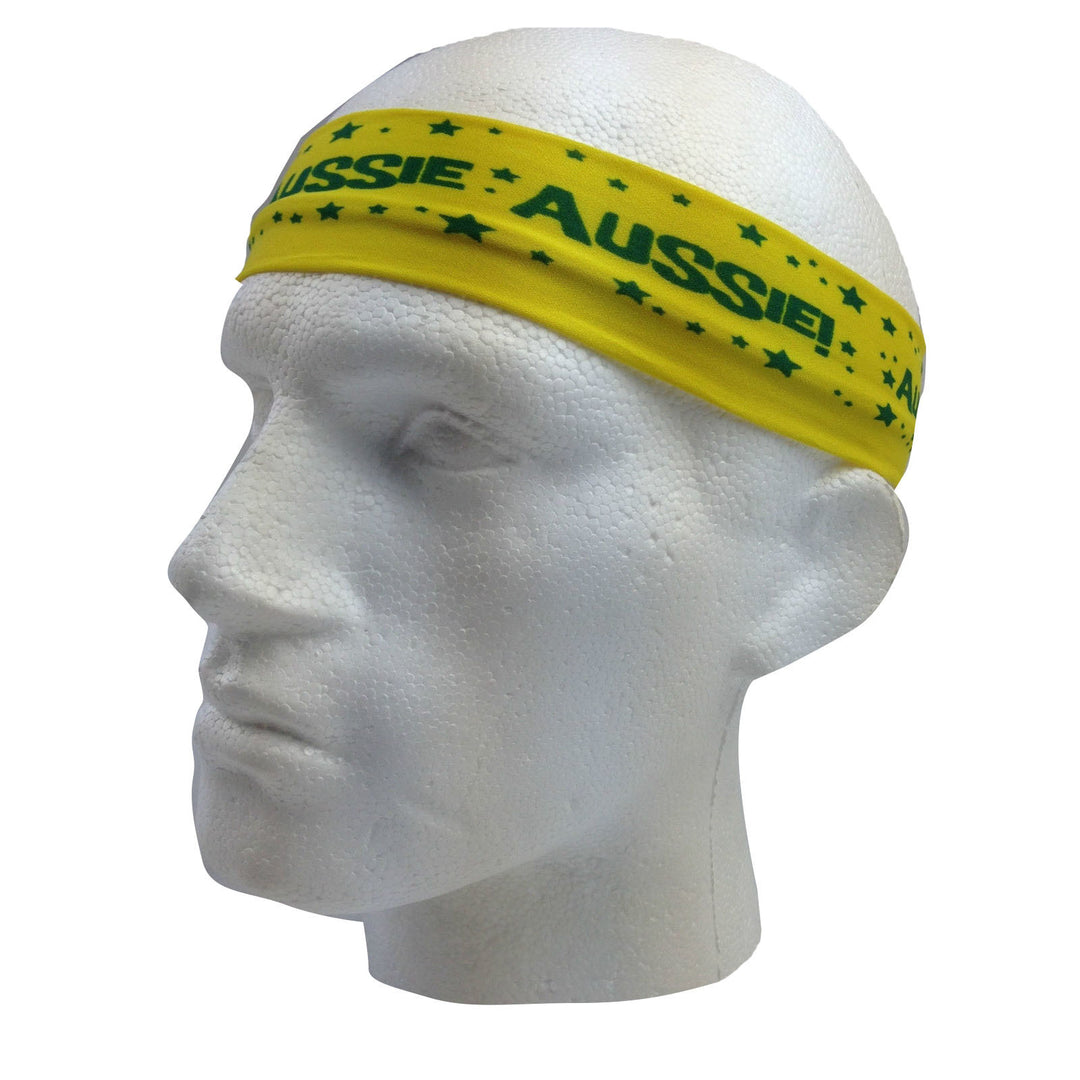 Aussie Flag Australia HEADBAND For Tennis Cricket Australia Day Costume Oz - Yellow