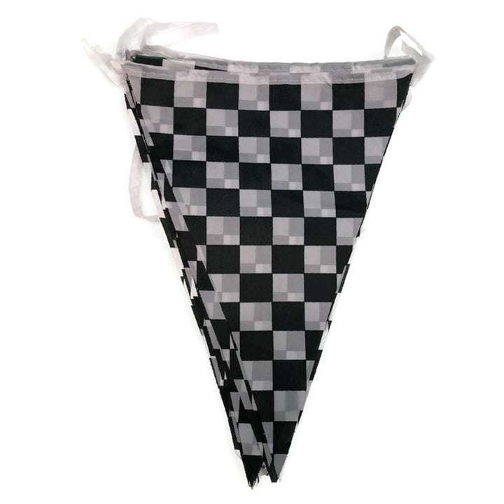 CHECKERED BUNTING FLAG Race Car Chequered Flag Banner Hanging Decoration Triangular - 3.6 Metres