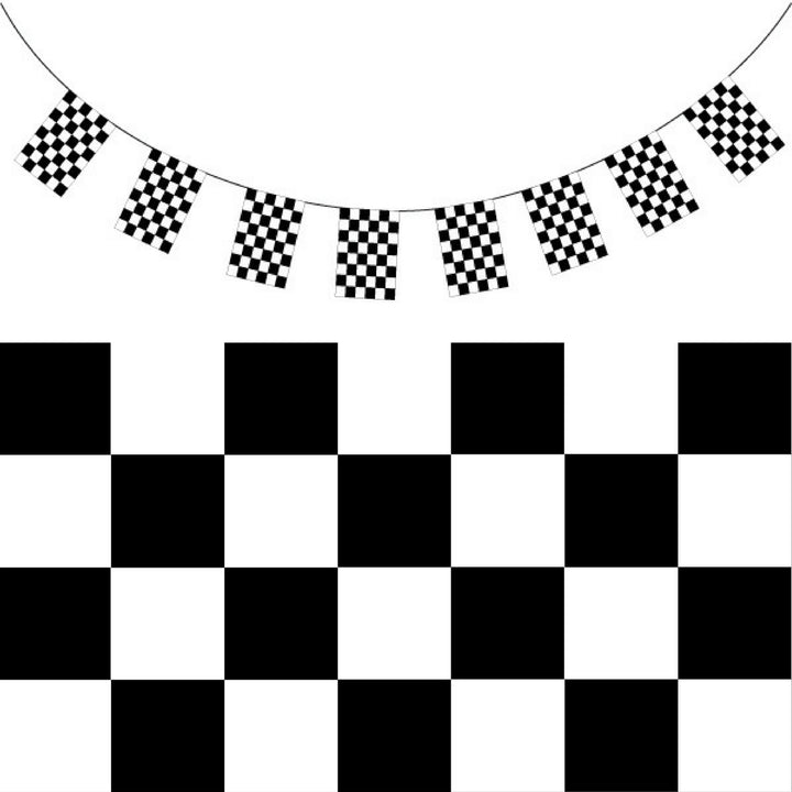 CHECKERED BUNTING FLAG Race Car Chequered Flag Banner Hanging Decoration Rectangular - 43.2 Metres