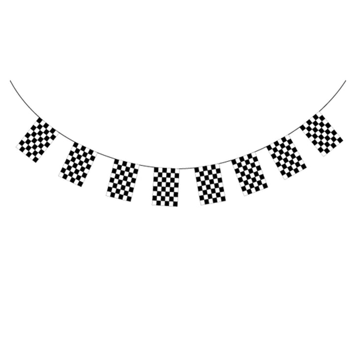 CHECKERED BUNTING FLAG Race Car Chequered Flag Banner Hanging Decoration Rectangular - 3.6 Metres