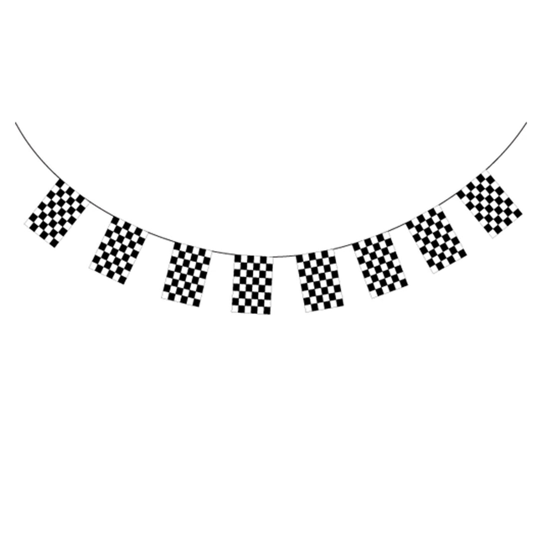 CHECKERED BUNTING FLAG Race Car Chequered Flag Banner Hanging Decoration Rectangular - 21.6 Metres