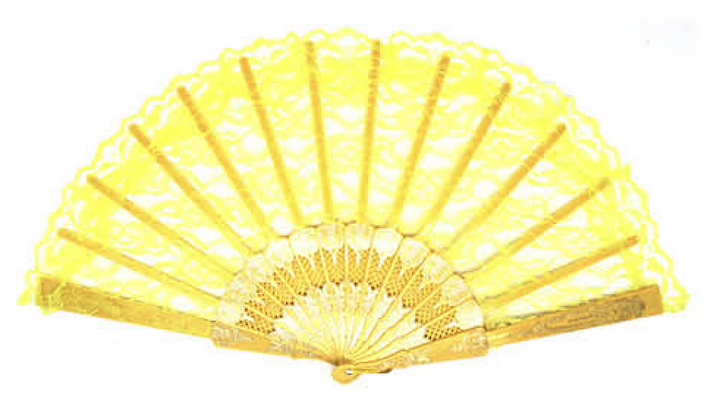 LACE FAN Hand Folding Wedding Party Bridal Spanish Costume Accessory - Yellow