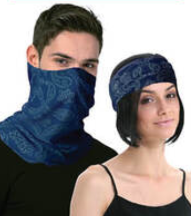 Seamless Tube Bandana Head Scarf Face Cover Mask Pattern Mask Neck Gaiter - Navy