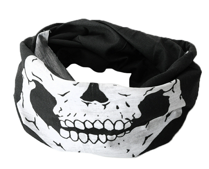 Neck Gaiter Tube Bandana Black Skull Jaw Design Head Scarf Face Cover Mask