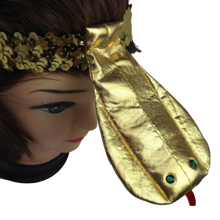 SEQUIN EGYPTIAN Headband Flapper Headpiece w Snake Fancy Dress Costume Cleopatra