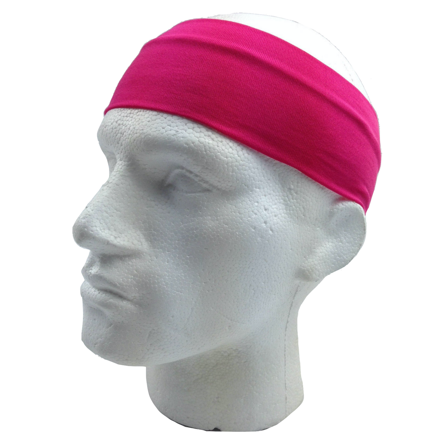 PLAIN HEADBAND Elastic Stretch Sports Yoga Hair Band Unisex 8cm Wide Wrap - Hot Pink