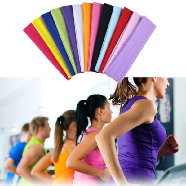 PLAIN HEADBAND Elastic Stretch Sports Yoga Hair Band Unisex 8cm Wide Wrap - Navy Blue