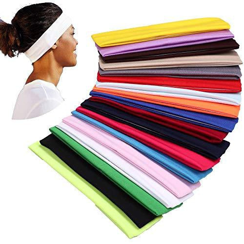 PLAIN HEADBAND Elastic Stretch Sports Yoga Hair Band Unisex 8cm Wide Wrap - Sky Blue