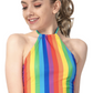 Womens RAINBOW HALTER Top LGBT Gay Lesbian Gay Pride Tank T-Shirt