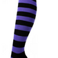 OVER THE KNEE SOCKS Plain Striped High Thigh Ladies Long Womens Stripey Stocking - Black/Purple