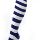 OVER THE KNEE SOCKS Plain Striped High Thigh Ladies Long Womens Stripey Stocking - Blue/White