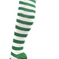 OVER THE KNEE SOCKS Plain Striped High Thigh Ladies Long Womens Stripey Stocking - Dark Green/White