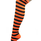 OVER THE KNEE SOCKS Plain Striped High Thigh Ladies Long Womens Stripey Stocking - Orange/Black